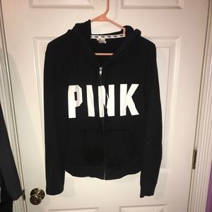 Full Zip-up Black, White Hoodie by PINK